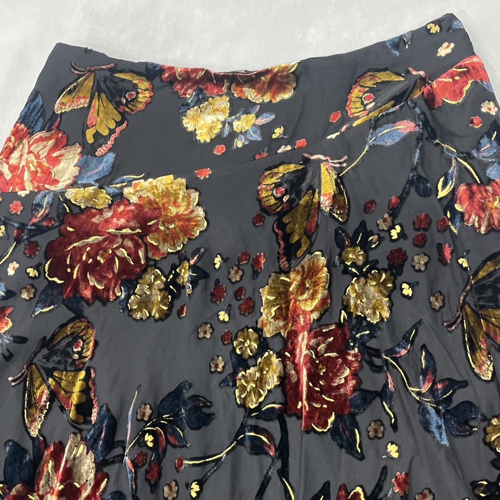 Free People Electra Heart Midi Skirt Burnout Velvet Elegant A-Line Floral Size M - Picture 10 of 13